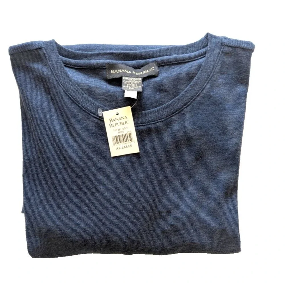Banana Republic Men's XXL Cotton Short Sleeve Textured T-Shirt Slate Blue NEW